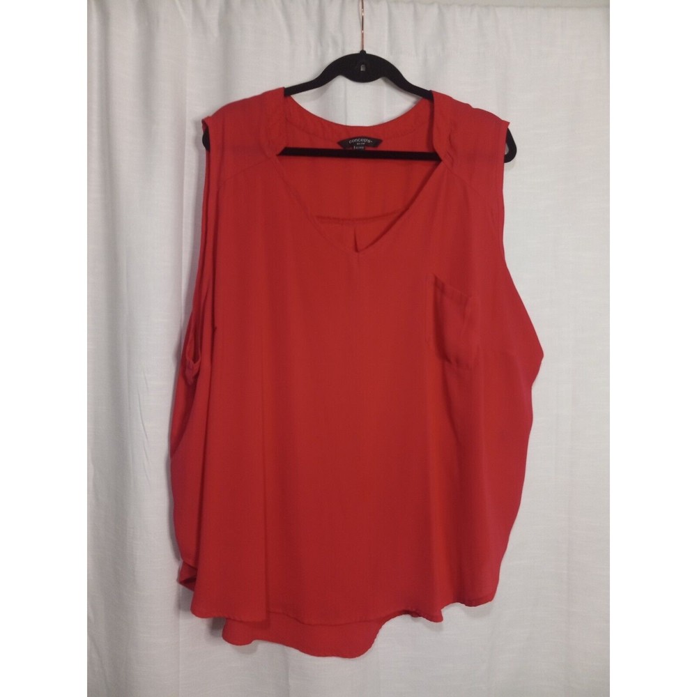 Concepts Women’s Pink flowy Tank Top Blouse Shirt Plus Size 4x It Is PINK Pocket